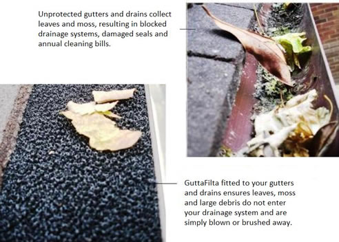 guttafilta gutter protection water filtration foam