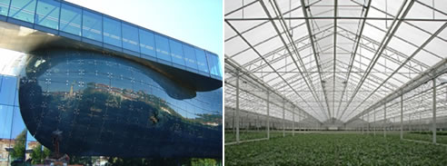 acrylic facade and greenhouse