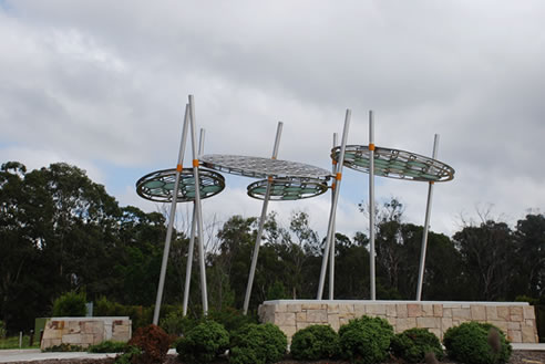 glass and stainless steel public art