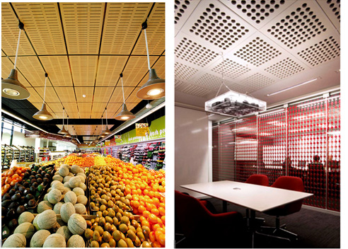 perforated acoustic timber ceiling tiles