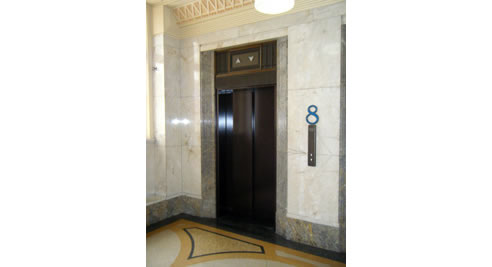 re-sprayed elevator door