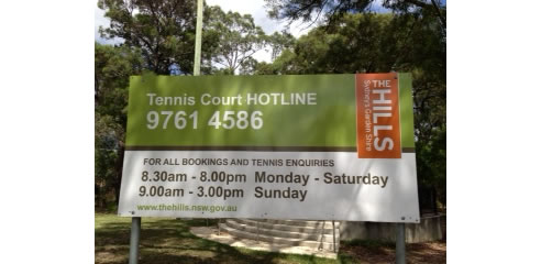 the hills tennis court sign