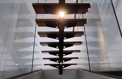 mono string steel spine staircase