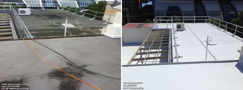 before and after solar reflective waterproof membrane