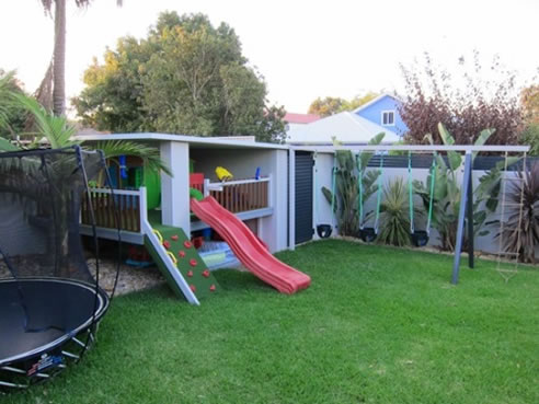 childrens play area attached to shed