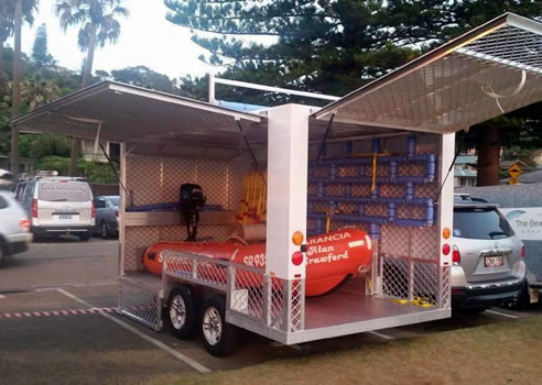 custom built surf life saving trailer
