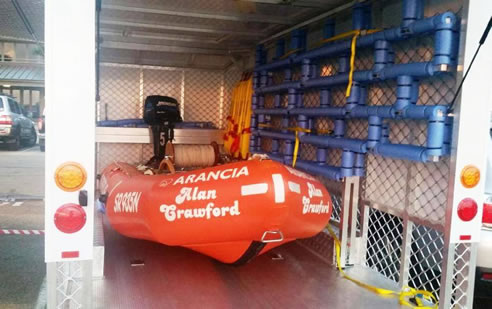 purpose built trailer for inflatable rescue boat