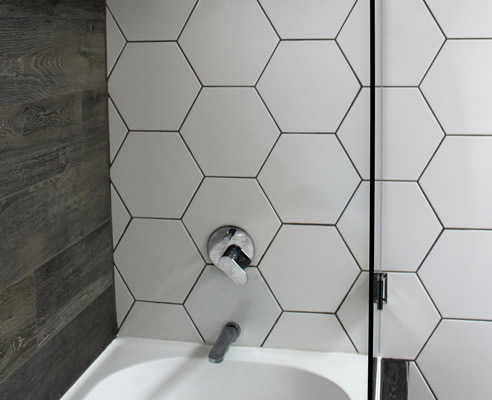 hexagaonal white wall tiles