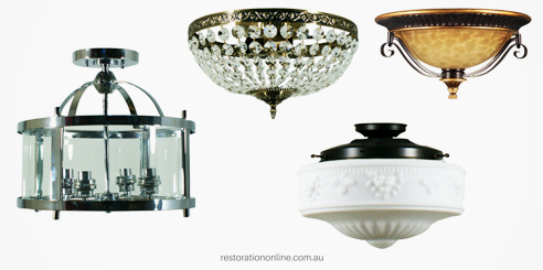 Semi Flush Close to the Ceiling Light Oyster Lights Lode Lighting from Restoration Online