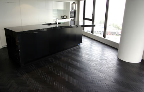 black parquet floor