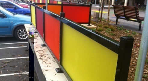 colouful infill fence panels