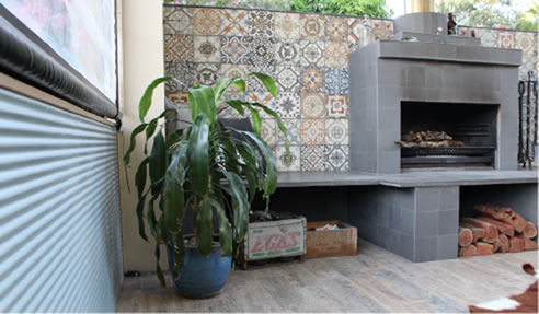 Moroccan Tiles Outdoor Fireplace