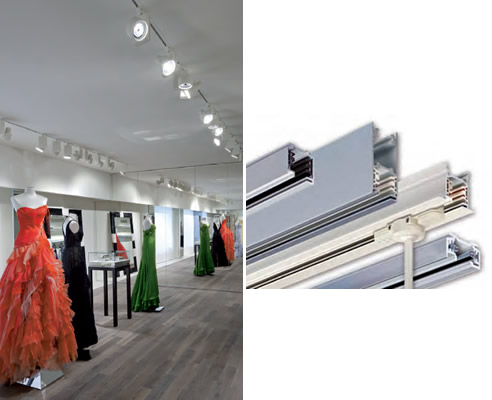 retail track lights in situe and track profiles for lights 