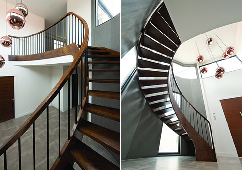 curved staircase american oak