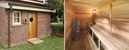 hot rock sauna outside and inside