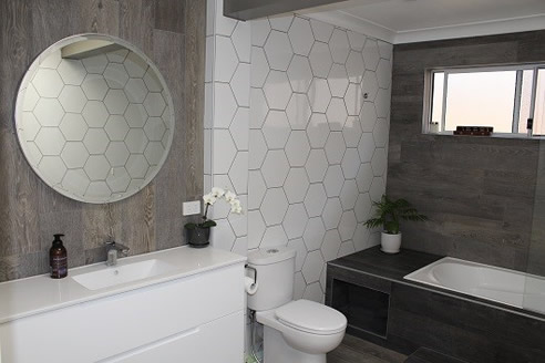 hexagon tile dark grout