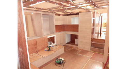 interior boat fitout with marine plywood