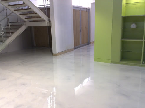 white epoxy resin floor