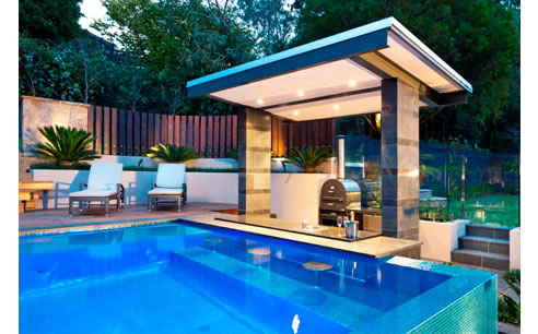 pool with swim up bar and submerged bar stools