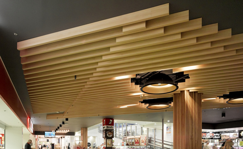 3d floating timber beam ceiling