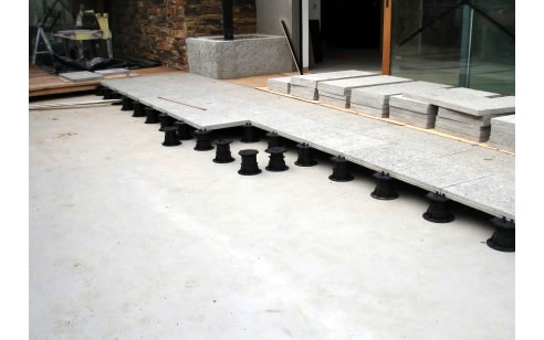 raised paved area using buzon pedestals