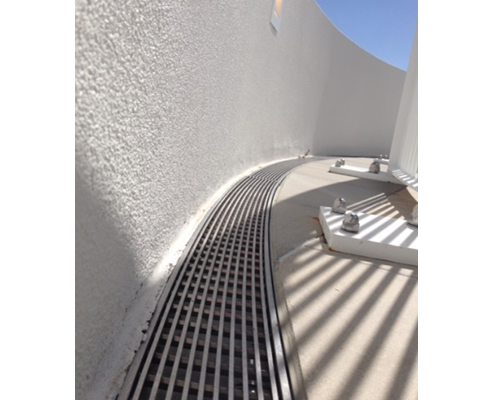 polymer concrete shallow drainage channel and stainless steel grate