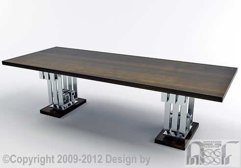 stainless steel and timber table