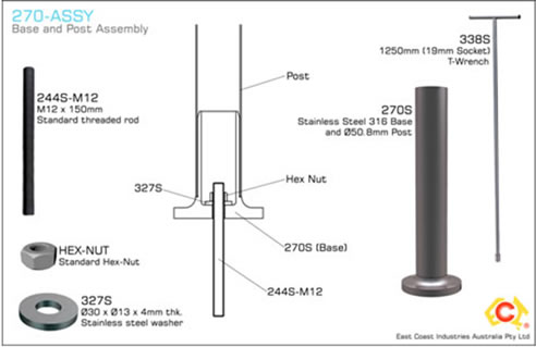 balustrade post and base assembly