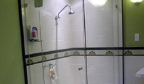 art deco border tiles in shower
