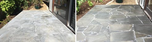 bluestone paving before and after grout haze