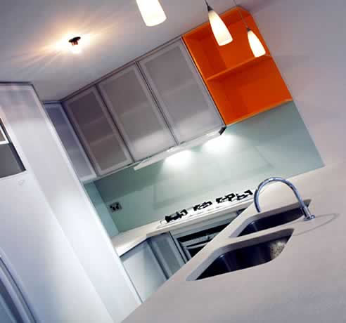 AliFrost® aluminium frame cabinet doors by Mitchell Laminates