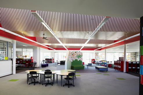 acoustic ceiling panels in school