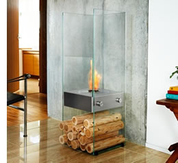 see-through fireplace centrepiece