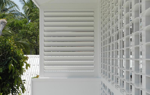 white powder coated shutter