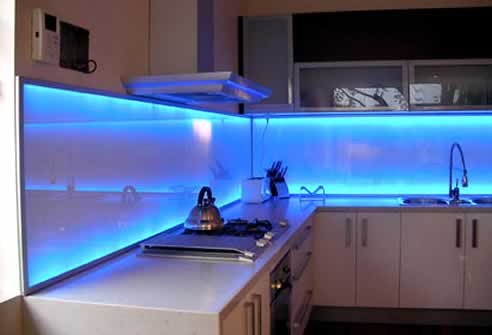 Kitchen on Illuminated Kitchen Splashbacks By Celsius Glass