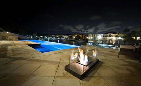 pool landscape display fire