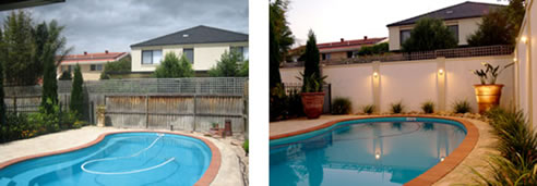 modular pool wall before and after