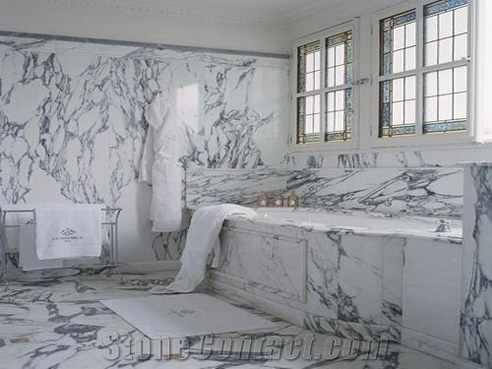 italian arabescato corchia marble bathroom