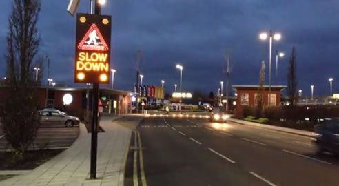 sensor powered crossing sign