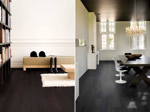 black timber floors