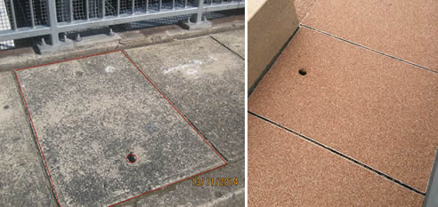 concrete drain cover before and after stoneset