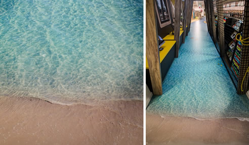 beach digital print flooring