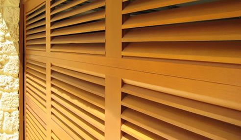 timber louvred garage door