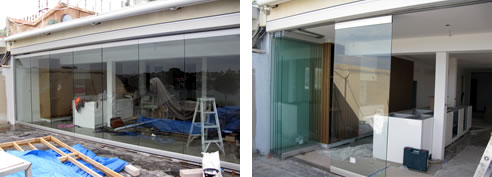 frameless glass stacker installation
