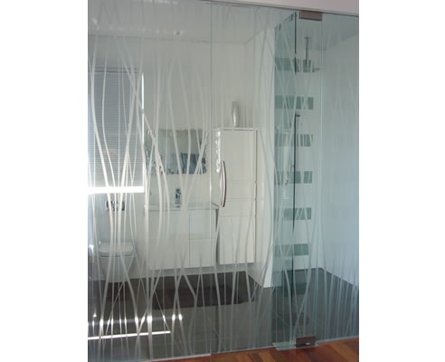 carved glass partition wall