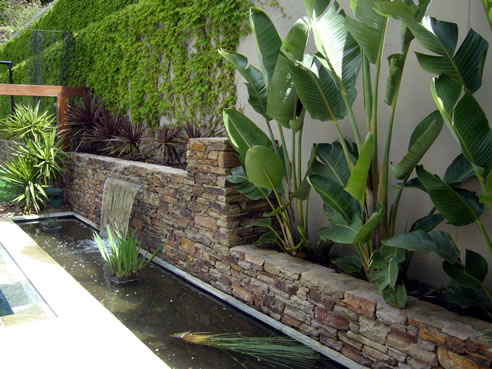 stone and slate water feature landscaping