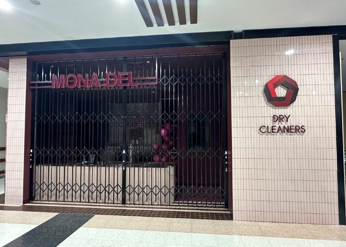 Commercial Bifolding Security Door for Drycleaners by ATDC