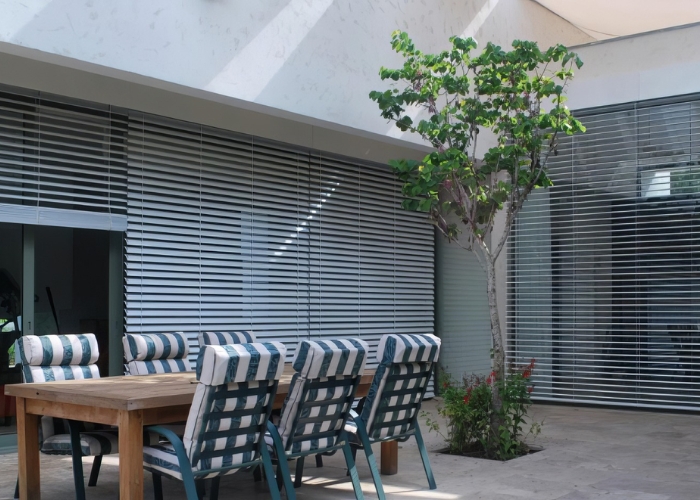 Aluminium Venetian Blinds for Outdoor Installations by Maxim Louvres