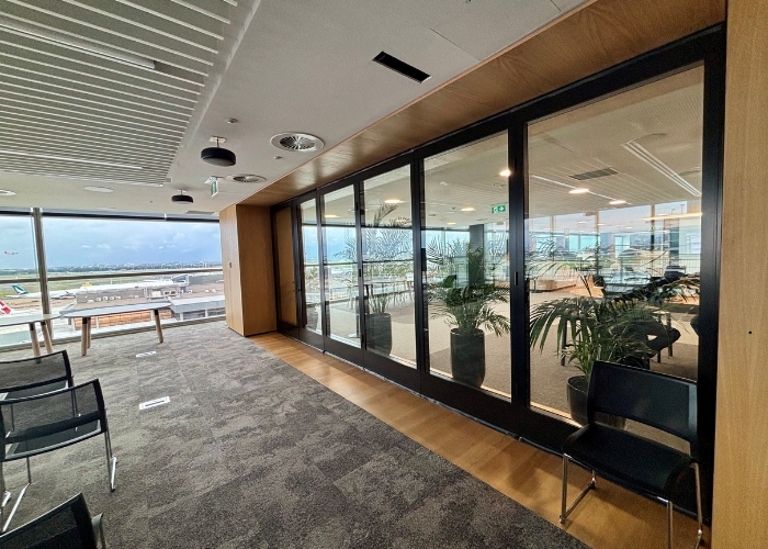 Double-Glazed Acoustic Operable Wall from Bildspec at Sydney Airport's Nigel Love Building
