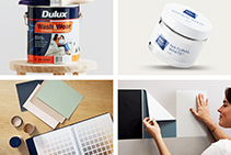 Sample Paint Colour Pots, Swatches, and Stickers from Dulux